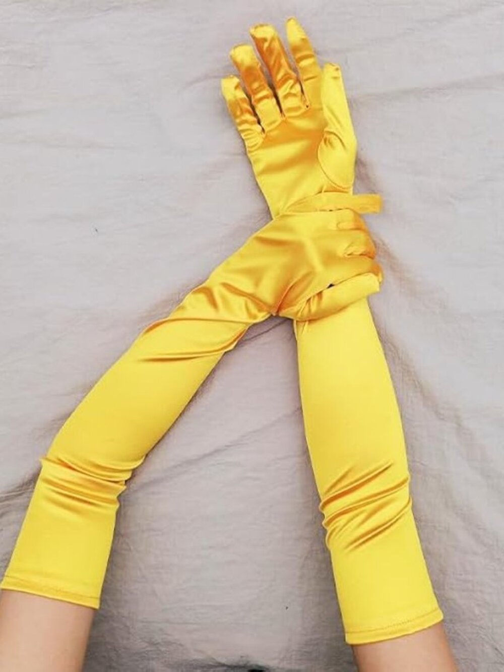 Women's Yellow Orange 1920s Elbow Length Stretchy Satin Long Opera Gloves